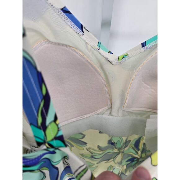 Croft & Barrow Womens Sz 18W Swimsuit Tankini Top Bright Floral Print Blue Green - Picture 5 of 7